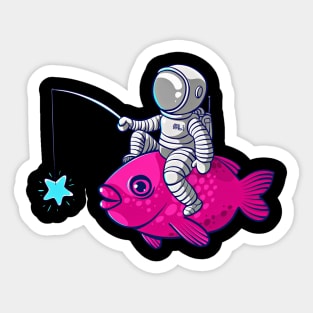 Astronaut on Fish Sticker